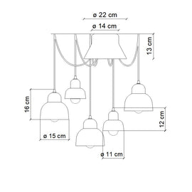 FERROLUCE Suspension 5-Lights Berimbau Mix Set 1 16cm
