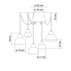 FERROLUCE Suspension 5-Lights Berimbau Mix Set 2 16cm