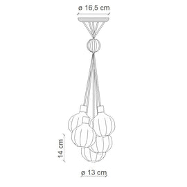 FERROLUCE Suspension 6-Lights Afoxé Mix Set 1 14cm