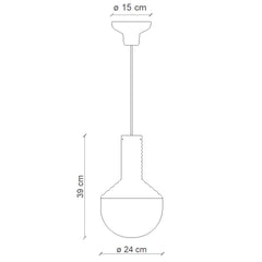 FERROLUCE Suspension Light Selaron Painted Glass 39cm