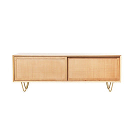 FURNIFIED TV Cabinet Oskar Oak Natural Rattan 150cm
