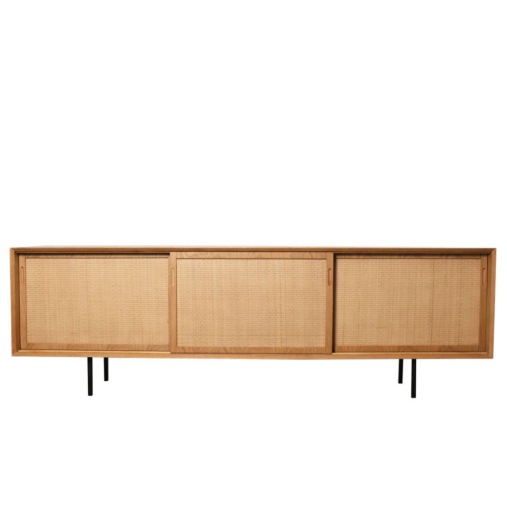 FURNIFIED Sideboard Oskar Oak Rattan 220cm