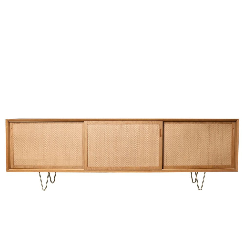 FURNIFIED Sideboard Oskar Oak Rattan 220cm