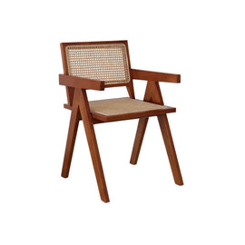FURNIFIED Ambazac Dining Chair With Armrest Walnut