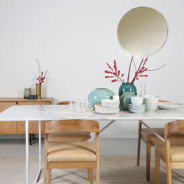 FURNIFIED Chair Lorenz Skin Leather Natural Wood