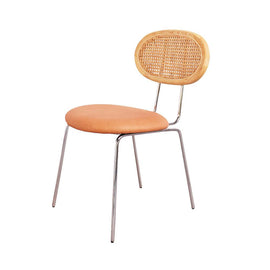 FURNIFIED Dining Chair Dublin Rattan Cognac Leather