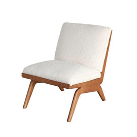 FURNIFIED Armchair Joanna Walnut White Terry Fabric