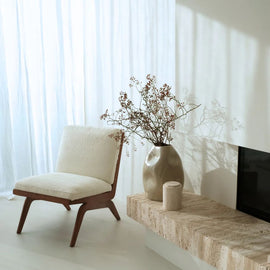 FURNIFIED Armchair Joanna Walnut White Terry Fabric