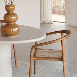 FURNIFIED Dining Chair Dubbo Rattan Walnut