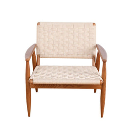 FURNIFIED Woven Chair Hobart Teak White