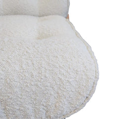 FURNIFIED Armchair Domerat Ash Wood White Terry Fabric