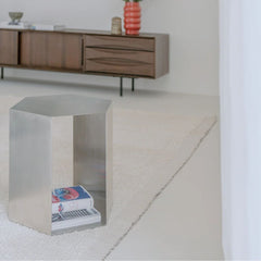 FURNIFIED Side Table Metal Brushed Steel