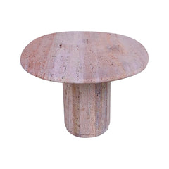 FURNIFIED Side Table Canberra Travertine 60cm