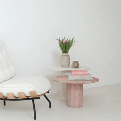 FURNIFIED Organic Side Table Canberra Travertine