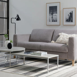 FURNIFIED Sofa Bed Henry Light Grey Fabric 200 cm