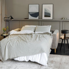 FURNIFIED Sofa Bed Henry Light Grey Fabric 200 cm