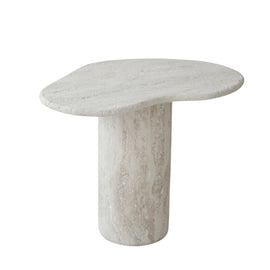 FURNIFIED  Organic Side Table Jonah Travertine White 45cm