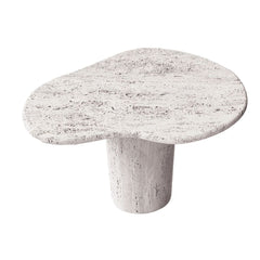FURNIFIED Side Table Jonah White Travertine 58cm