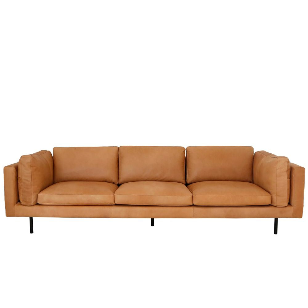FURNIFIED Sofa Stan 4 Seaters Cognac Leather 270cm