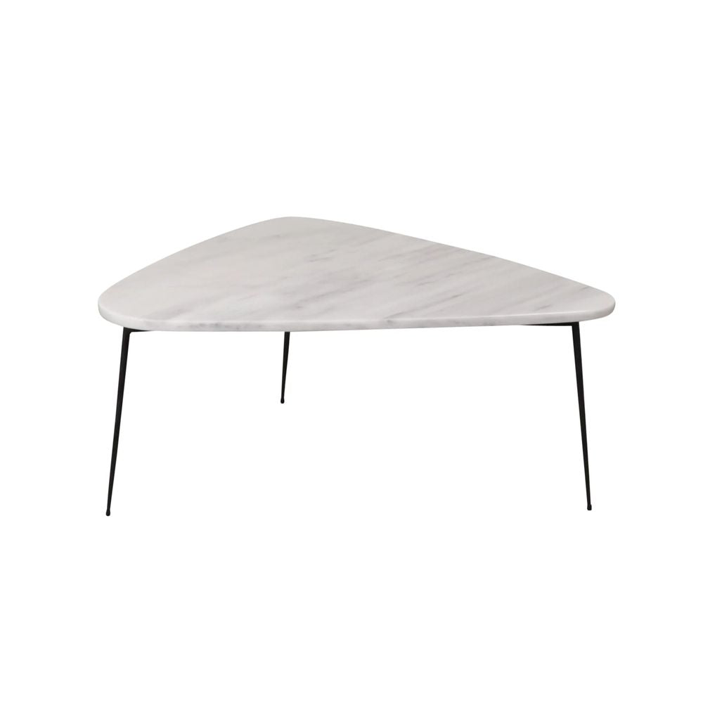 FURNIFIED Coffee Table Lewis White Marble 84cm