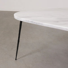 FURNIFIED Coffee Table Lewis White Marble 84cm