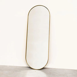 FURNIFIED Retro Mirror Brass Oval 140×50cm