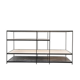 FURNIFIED Shelving Unit Berlin Marble Black Metal 150cm