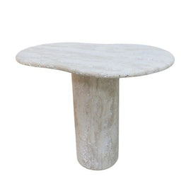 FURNIFIED Side Table Orleans White Travertine 65cm