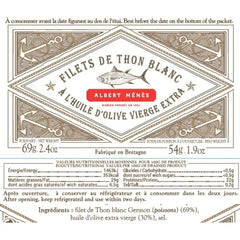 ALBERT MENES Premium Germon White Tuna Fillets In Extra Virgin Olive Oil 69 g