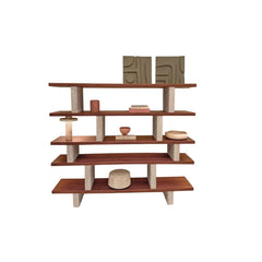 FURNIFIED Merpins Wall Rack Walnut Travertine 240cm