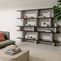 FURNIFIED Merpins Wall Rack Walnut Travertine 240cm
