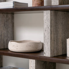 FURNIFIED Merpins Wall Rack Walnut Travertine 240cm