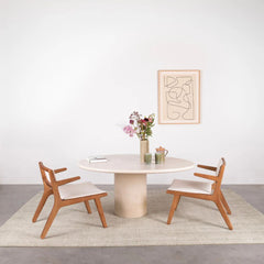 FURNIFIED Low Dining Table Reef Cloudy Latte Microskin 140cm
