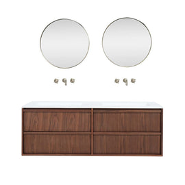 FURNIFIED Bathroom Furniture Set 2 Walnut