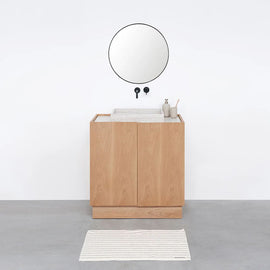 FURNIFIED Bathroom Furniture Set 11 Oak Beige Marble