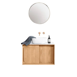 FURNIFIED Bathroom Furniture Set 1 Wood White Marble