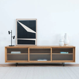 FURNIFIED Scandinavian Sideboard Sanchez Natural Oak 220cm