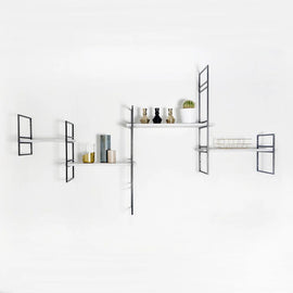 FURNIFIED Shelving Unit Magnus Metal White Marble 200cm