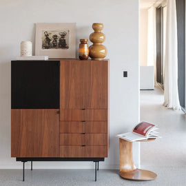 FURNIFIED Wall Cabinet Tracey Walnut 125cm