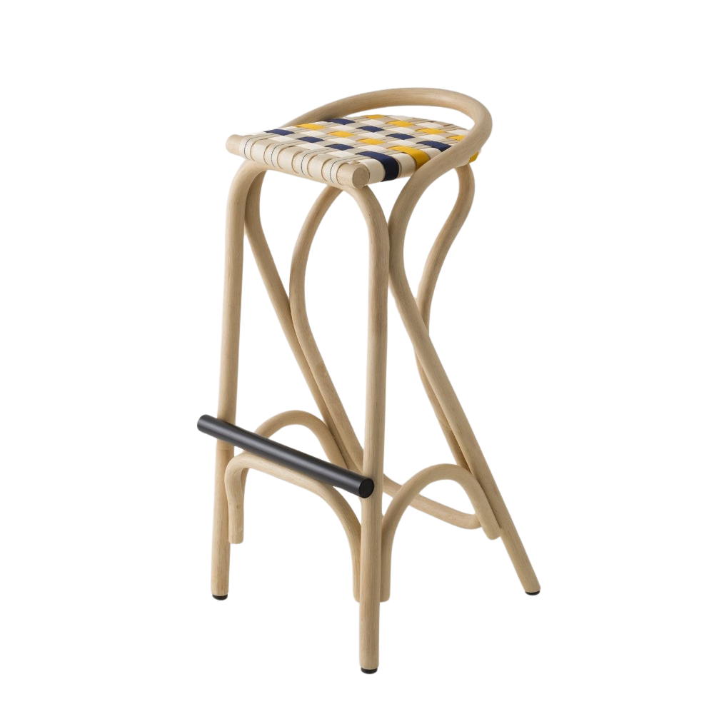 ORCHID EDITION Bar Stool Virage Rattan 83cm Blue & Yellow