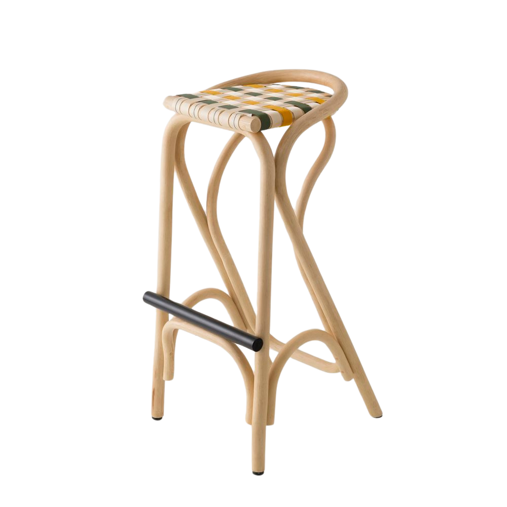 ORCHID EDITION Bar Stool Virage Rattan 83cm Green & Yellow