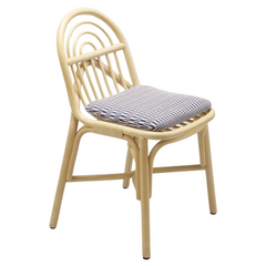 ORCHID EDITION Dining Chair Sillon Rattan Marquetry Fabric Cushion Blue