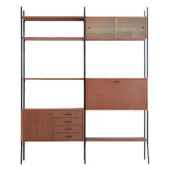 FURNIFIED Shelving Unit Scandinavian Metal Wood 230cm