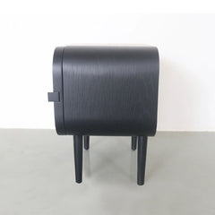 FURNIFIED Nightstand Jen Black Wood Rattan