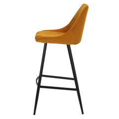 ZAGO Bar Stool Bari Metal Legs Corduroy Fabric 75cm