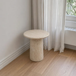 FURNIFIED Coffee Table Eze White Travertine