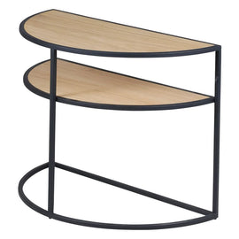 ZAGO Side Table Grayson Natural Oak Black Metal 60cm