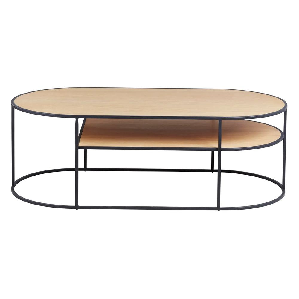 ZAGO Coffee Table Grayson Natural Oak Black Metal 120cm