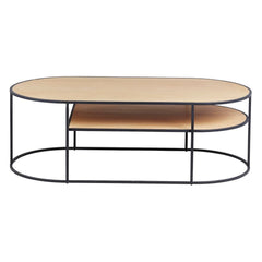 ZAGO Coffee Table Grayson Natural Oak Black Metal 120cm