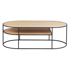 ZAGO Coffee Table Grayson Natural Oak Black Metal 120cm